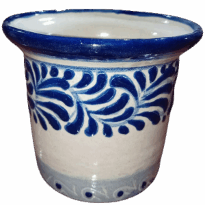 Maceta talavera auténtca tipo cubeta hojas azules