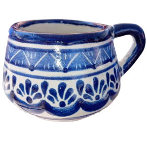 Taza chocolatera grande talavera auténtica abanicos azules