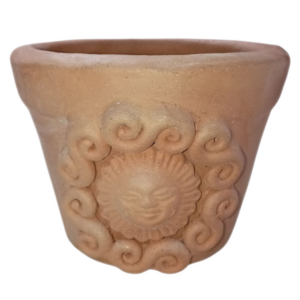 Maceta de barro tipo cubeta natural con sol