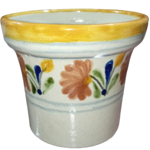 Maceta talavera auténtca tipo cubeta adornos amarillos