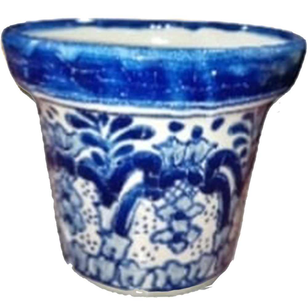 Maceta talavera auténtica barroco azúl