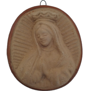 Busto de barro chico de la Virgen de Guadalupe