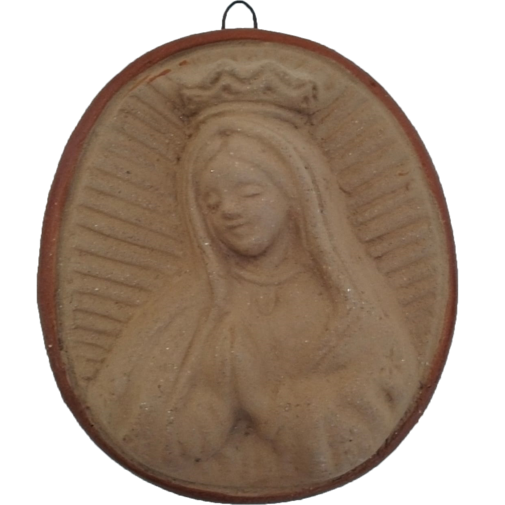Busto de barro chico de la Virgen de Guadalupe